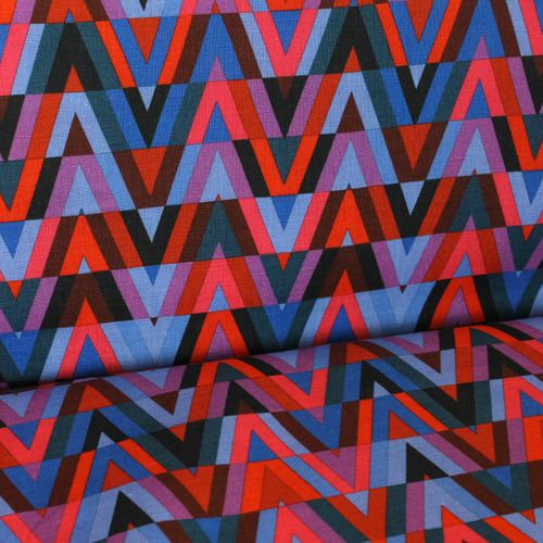 Linnen met geometrische print - rood/blauw - Alta Moda