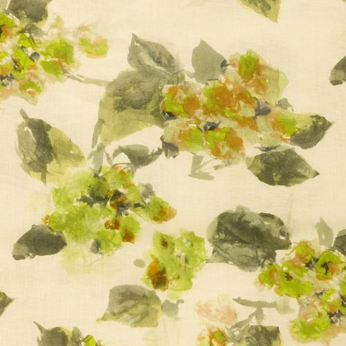 Linnen met abstract geverfde bloemenprint - Groen - Alta Moda