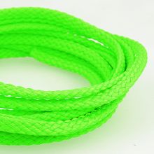 Fluo groene platte koord / veter - polyester 5 mm