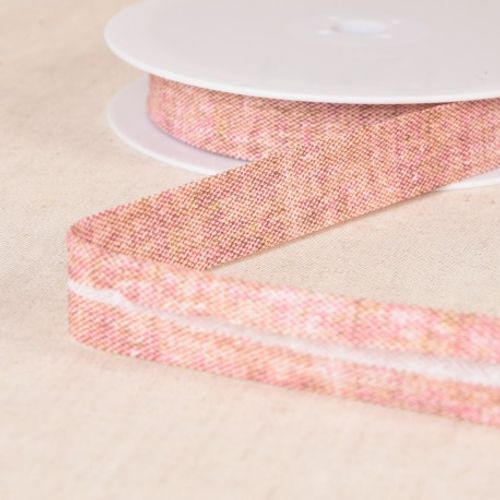 Biais - linnen look - katoen / polyester - 2 cm - oud roze - stoffen van leuven