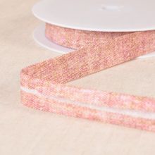 Biais - linnen look - katoen / polyester - 2 cm - oud roze
