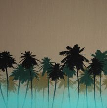 Tricot grijs/blauw met palmbomen