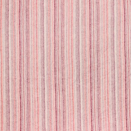 Searsucker viscose wit met roos/paarse strepen - lichte krullen op de achtergrond