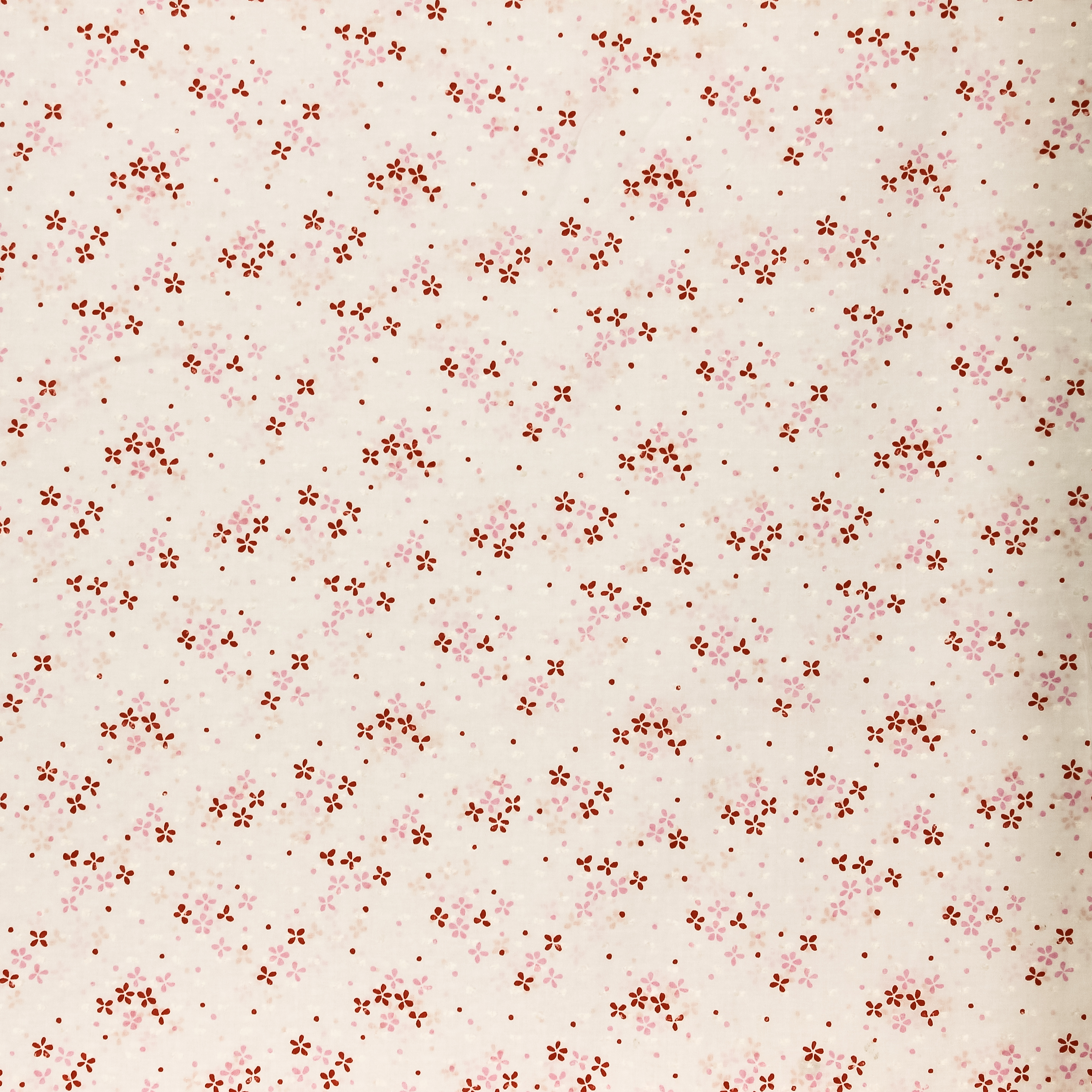 Katoen polyester wit met kleine bloemetjes en opliggende nopjes