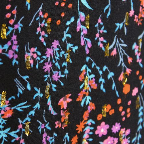 Viscose lurex zwart met bloemetjes en glinstering - Penelope -