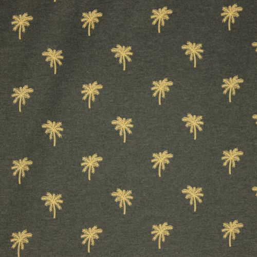 Tricot donkergrijs met gouden palmbomen - Poppy