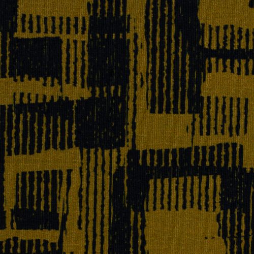 Donker gouden french terry met zwart geometrisch patroon - Sandro