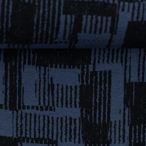Blauwe french terry met zwart geometrisch patroon - Sandro