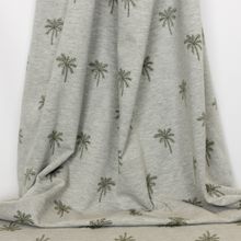 Grijs gemêleerde katoen-polyester tricot met palmbomen - Poppy