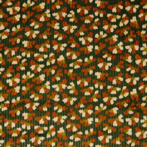 Groene ribfluweel met bloemen - Poppy