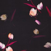 Viscose zwart met tulpen