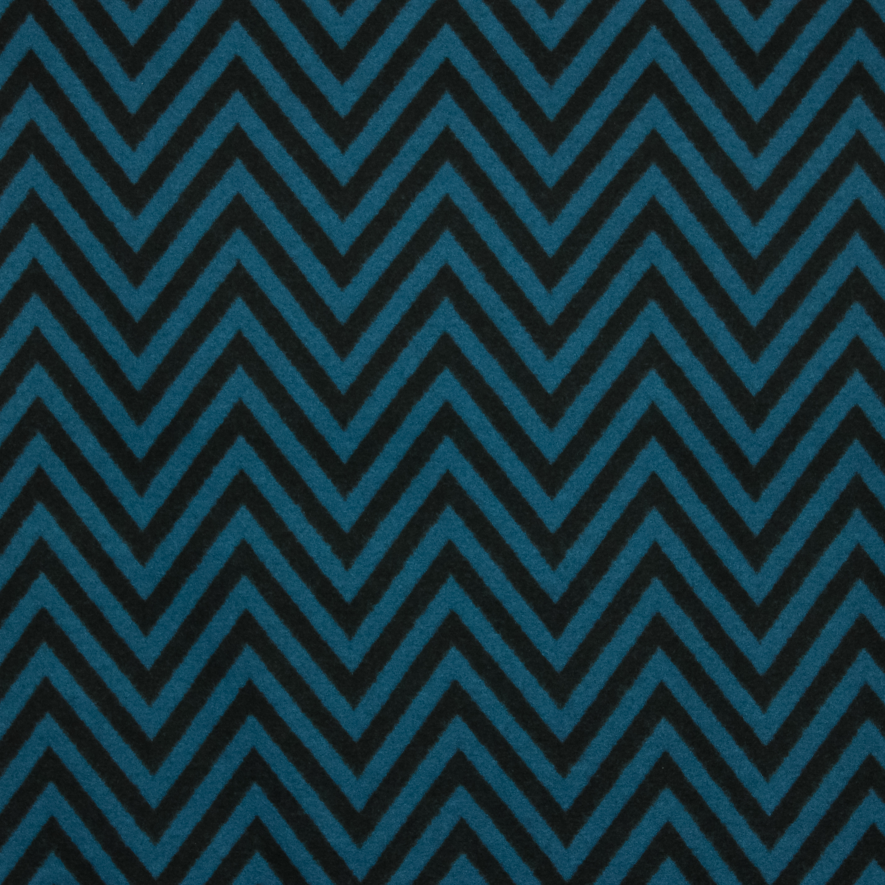 Polyester tricot blauw / zwart chevron patroon  - zachte voorzijde