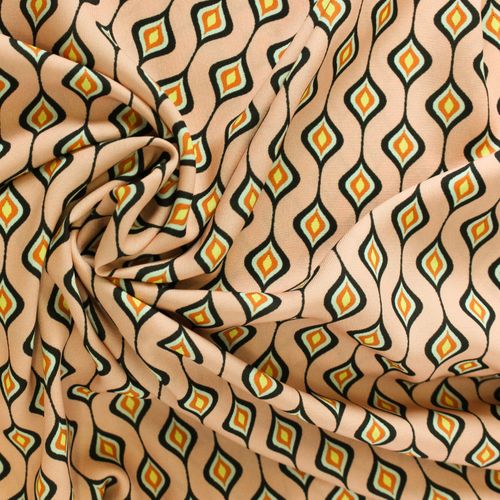 Polyester zalmroze met abstract patroon