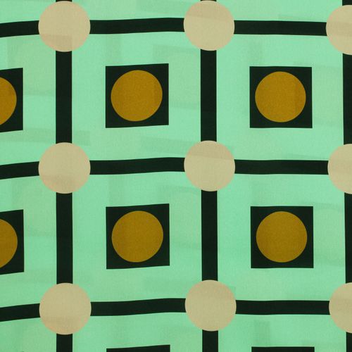 Zachte polyester groen met abstract bollenpatroon