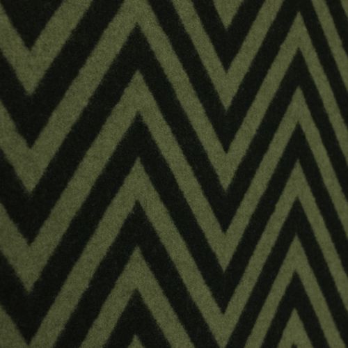 Polyester tricot kaki/ zwart chevron patroon  - zachte voorzijde