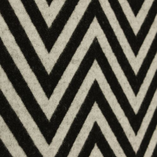 Polyester tricot met zwart / wit chevron patroon  - zachte voorzijde