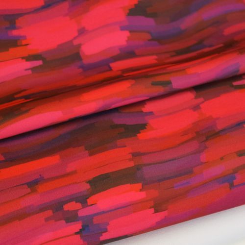 Polyester stretch met roos gestreept patroon