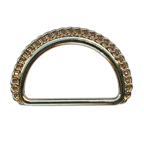 D ring met kettingrand - goud - 25 mm