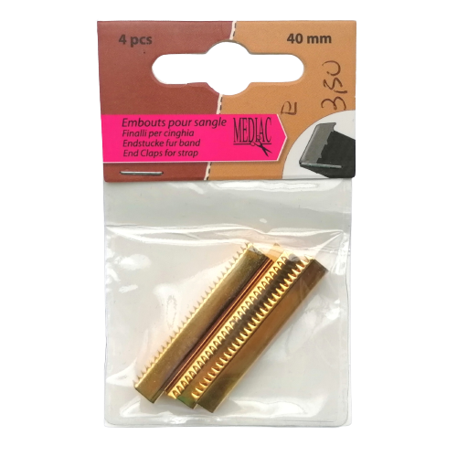 Eindstuk voor tassenband goud - 4 stuks - 40 mm (platte nietjes)
