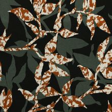 Viscose tricot groen/zwart met abstracte bloemen  - My Image