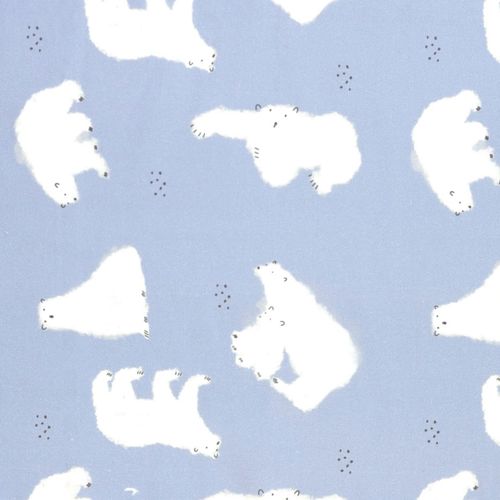 Katoen blauw met ijsberen   - Katia
