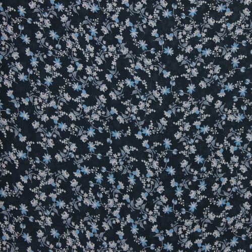 Doorschijnende polyester voile met bloemen - Blauw