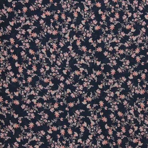 Doorschijnende polyester voile met bloemen - Roos