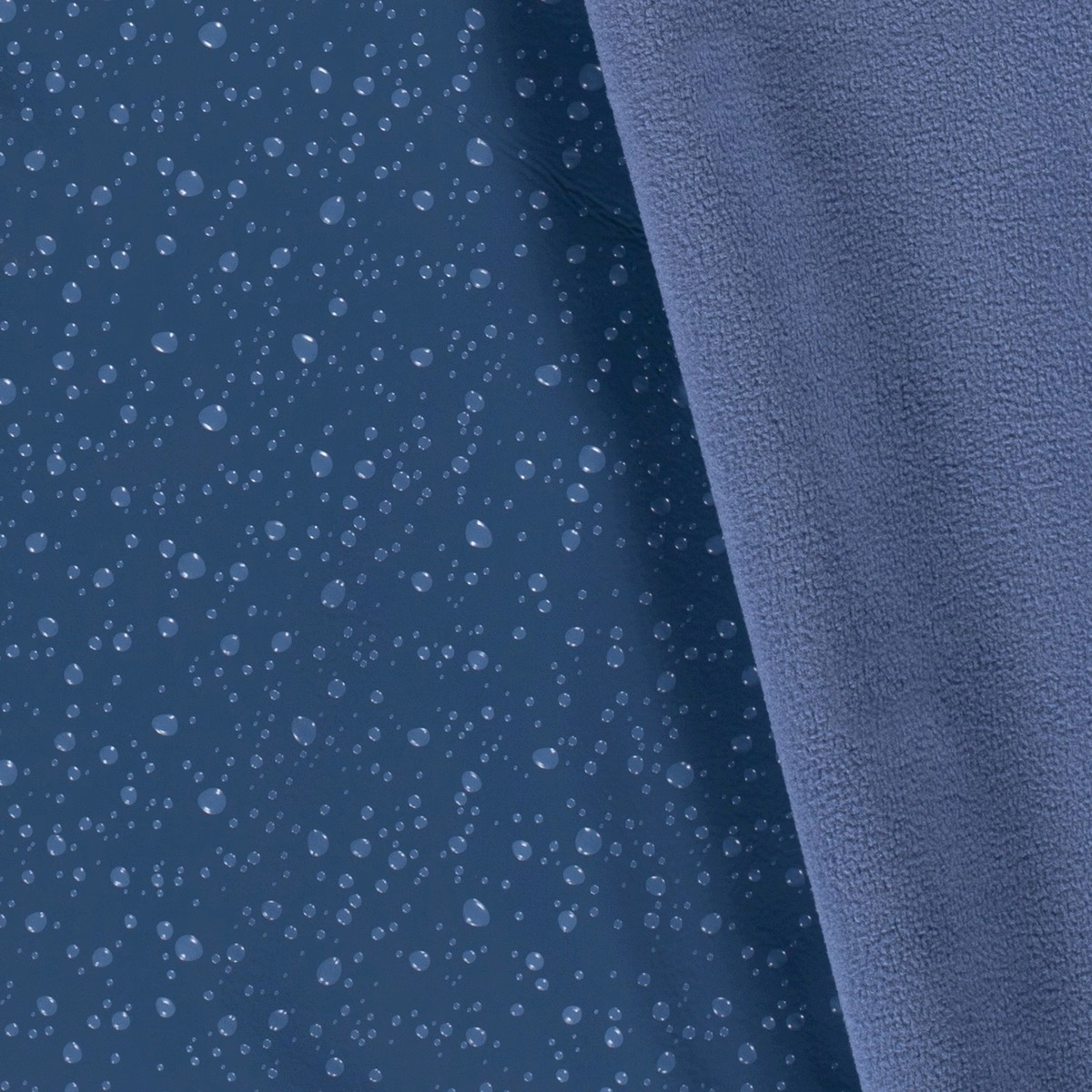 Softshell indigo blauw met bubbels en zachte achterkant