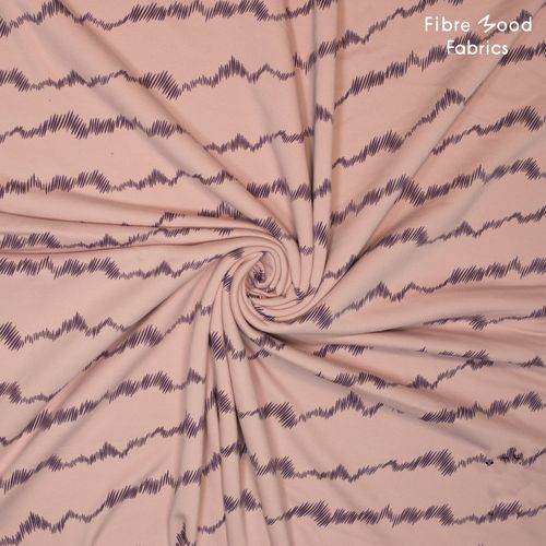 Sweaterstof lichtroze met paarse streepjes en zachte achterzijde  - Fibre Mood -