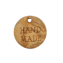 Label 'hand made' - naturel hout 16 mm rond