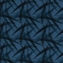 French terry blauw met zwart patroon