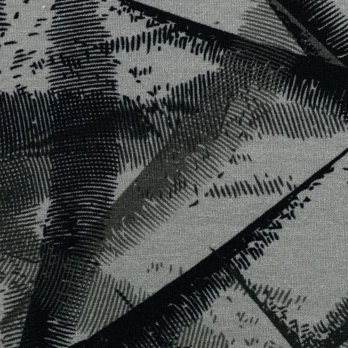 French terry grijs met zwart patroon