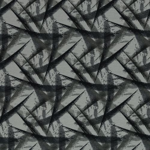 French terry grijs met zwart patroon