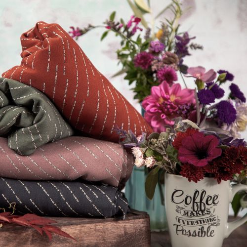 Viscose taupe met 'But First Coffee'