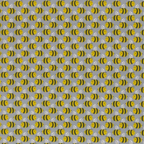 Katoentricot grijs met bijen - Animal Minis by Käselotti