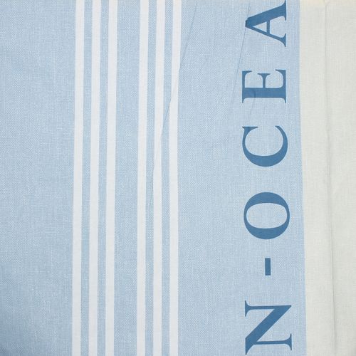 Lakenstof katoen met blauw en beige print 'Ocean'