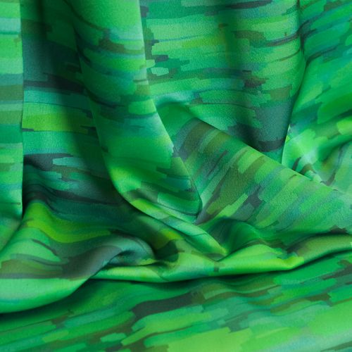Gesatineerde rekbare polyester groen met strepen