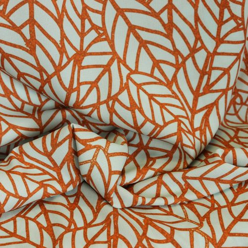 Polyester crêpe met roest bladeren patroon - Knipmode
