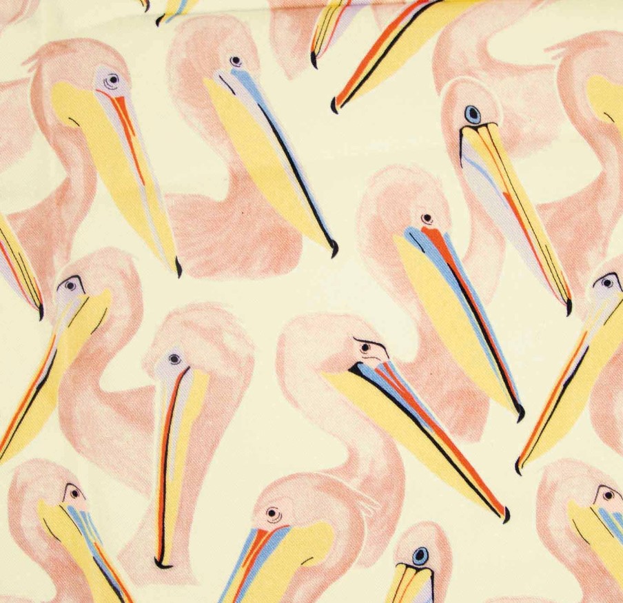 Viscose lichtgeel met kleurrijke pelikanen  - Katia -