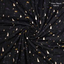 Katoen mousseline zwart met geometrische figuren - Fibre Mood
