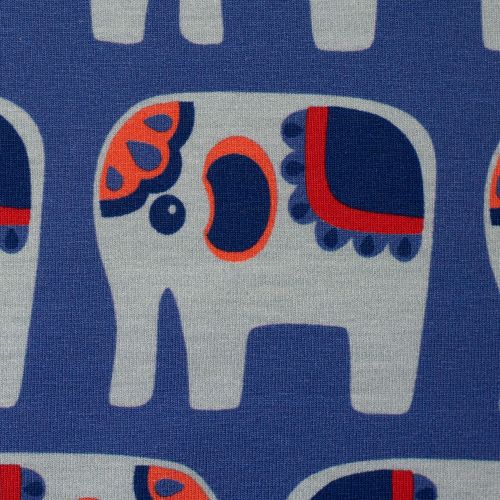 Tricot blauw met olifanten