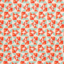 Katoen oranje/blauw geometrisch patroon