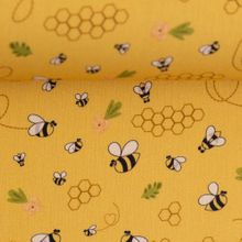 Katoen geel met bijen