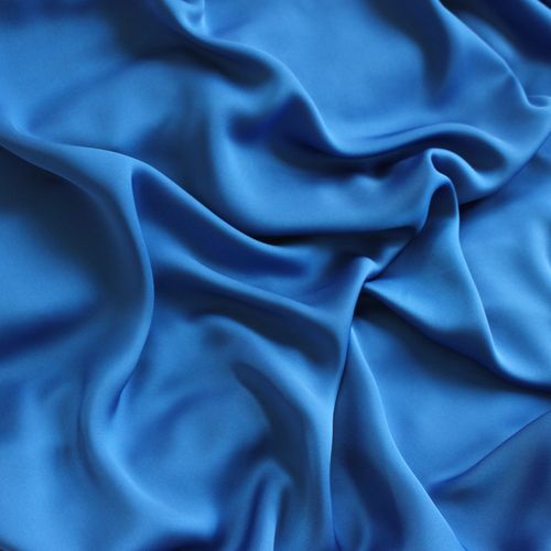 Fijne polyester dubbelzijdige satijn blauw - Lorré