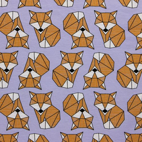 Katoen tricot paars met vossen