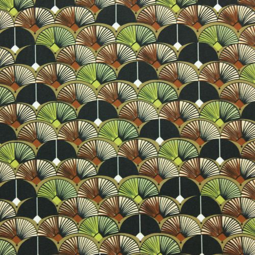 Polyester groen met geometrisch patroon