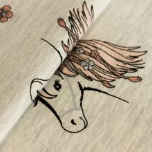 Katoen tricot grijs met paarden - Poppy