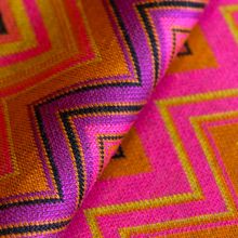 Polyester viscose tricot zigzag oranje / paars