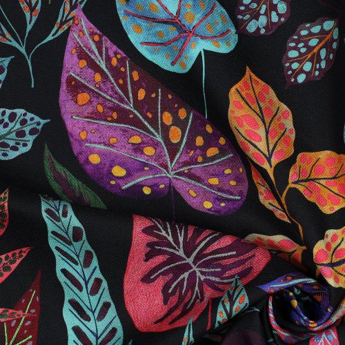 Canvas zwart met kleurige bladeren - Poppy