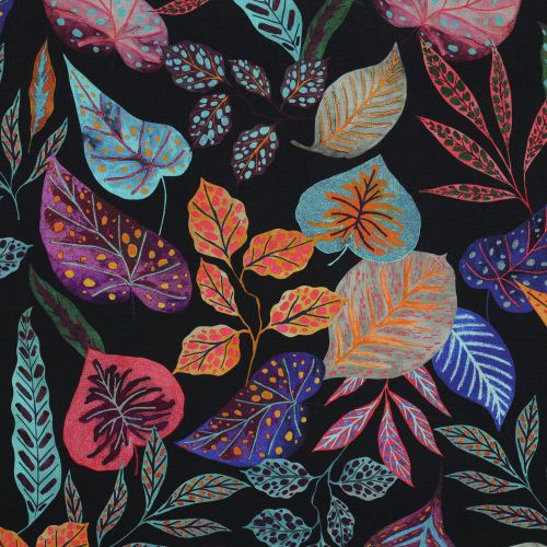 Canvas zwart met kleurige bladeren - Poppy